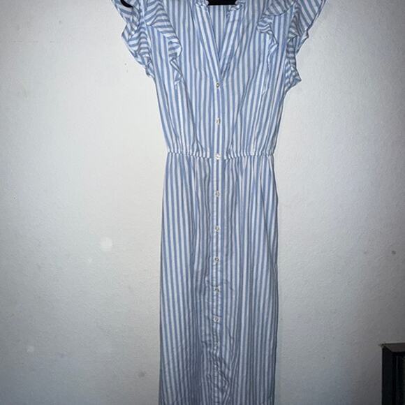 Free Assembly Women's Ruffle Cotton Midi Shirtdress Large - Picture 2 of 6